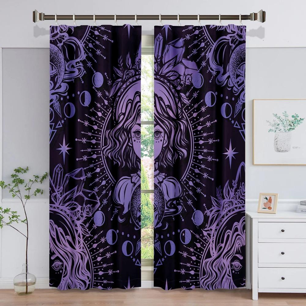 Tarot Mandala Spiritural Vibrant Window Panel Drapes in Children Bedroom Living Room Hall Treatments Kitchen Decoration Drapes Blinds