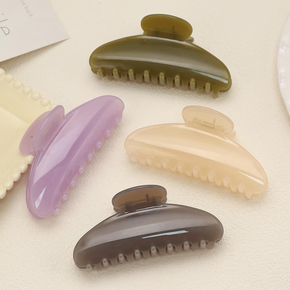 Large Semicircle Jelly Color Updo Hair Claw Clip for Thick Hair