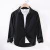 Linear Long-sleeved Men's Japanese Casual Loose Cotton Linen Shirt Spring and Summer Outfit Inch Shirt