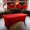 6 Ft Stretch Fitted Tablecloth Elastic Tablecloth With Leg Pockets Festive Table Decorations  (Red)