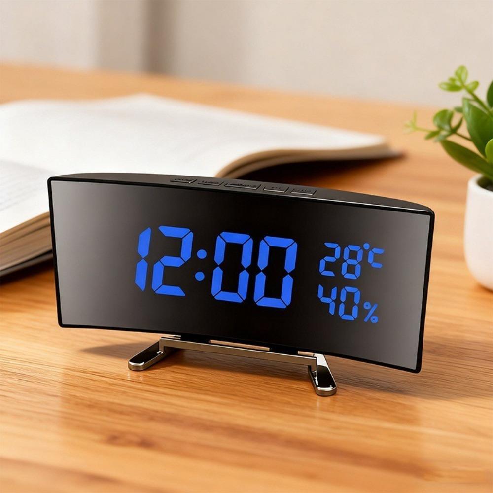 Curved Screen Digital Alarm Clock Large Table Clock Multi-function Desk Clock Table Use