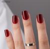 Cherry Red Short Square False Nails - Dark Red Gel Nail Art