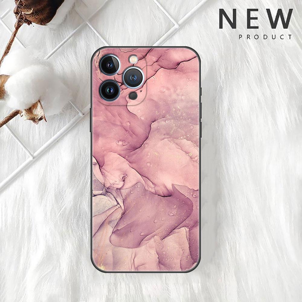 Case For Apple iPhone 11 13 12 14 Pro 7 Plus XR X XS Max 6 6S 13Pro SE 2022 Black Silicone Phone Funda Marble Pattern