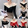 Fabric Long Sleeve Off Shoulder Top For Elegant Office Wear