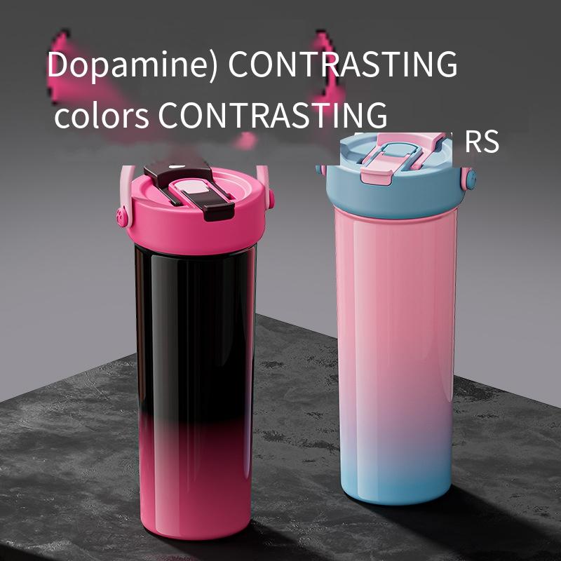 1PC Thermos Cup for Girls, High Value and Large Capacity Water Cup, Portable Ice Cup, Coffee Straw Cup