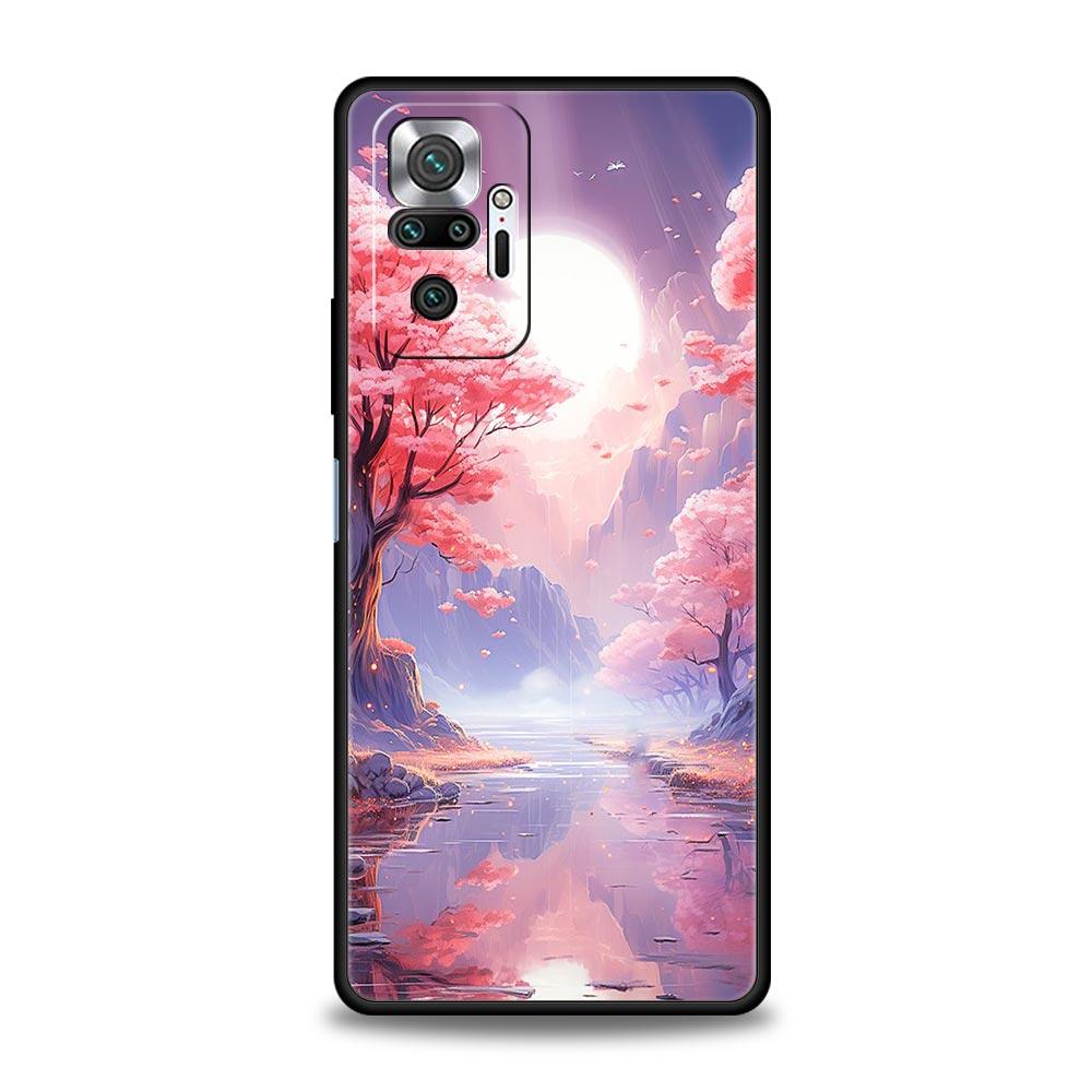 Pink Spring Cherry Blossoms Phone Case For Xiaomi Redmi Note 14 13 5G 10 11 12 Pro Plus 4G 14C 13C 12C 10C Black Cover