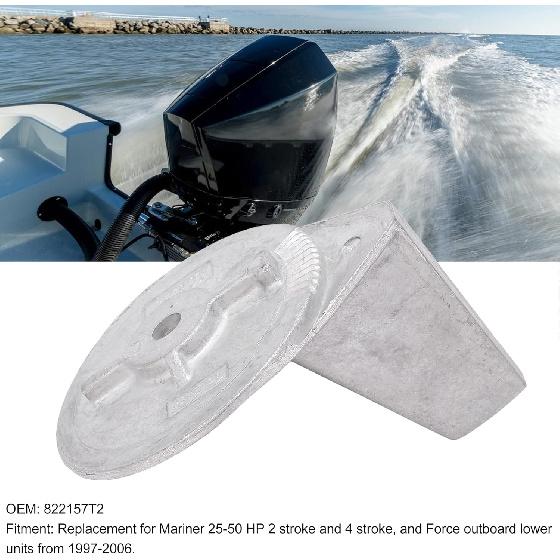 

Estink Trim Tab Anode, Aluminum Alloy Boat Motor Trim Tab Anode 822157T2 Replacement Fit for Mariner 25‑50 2 4 Stroke, Fit for Force Outboard Lower