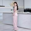 Wide-leg Pants Set Women's Summer New Design Temperament Striped Shirt Two-piece Set