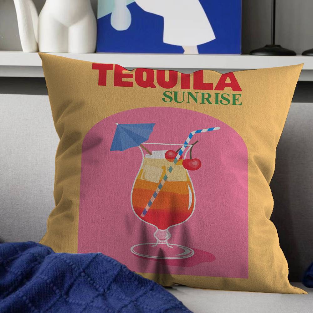 

Colorful Cocktail Drink Frameless Pillowcase toon Gift Cushion Cover Bedroom Home Sofa Chair Seat Decor pillow case 12x12Inch