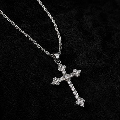 Used Cross Necklace Silver Cross 51cm Men's Women's