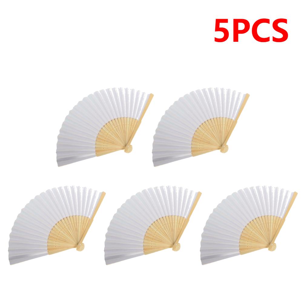 1-60PCS White Foldable Paper Fan Portable Chinese Bamboo Fan Wedding Gifts For Guest Birthday Party Decoration Kids Painting