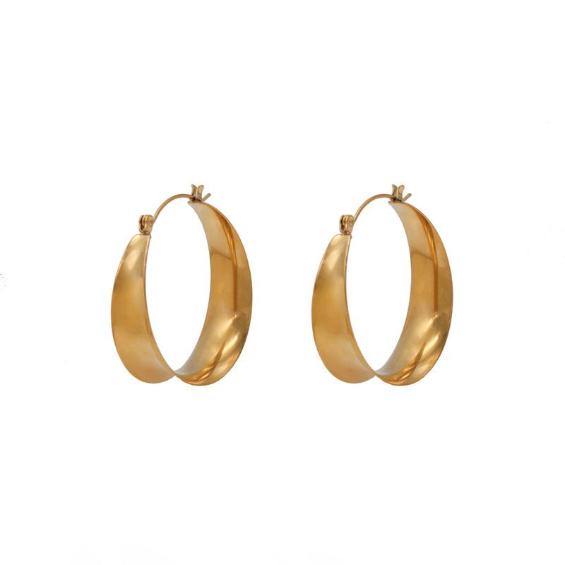 French Fashion Simple Earrings 18K Gold Curved Glossy Simple Fashion Earrings Titanium Steel Earrings Women