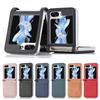 Coque pour téléphone portable Samsung ZFlip7 en cuir Flip5 écran pliant à cartes zflip6 coque de protection anti-traces de doigts anti-empreintes digitales