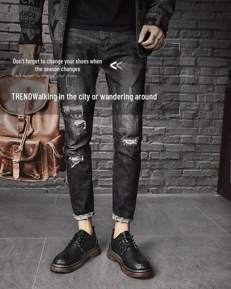 Pantofi bărbați stil britanic negri/maro din piele - Modă de toamnă, Formal/Casual, Ușori, Cu înălțime