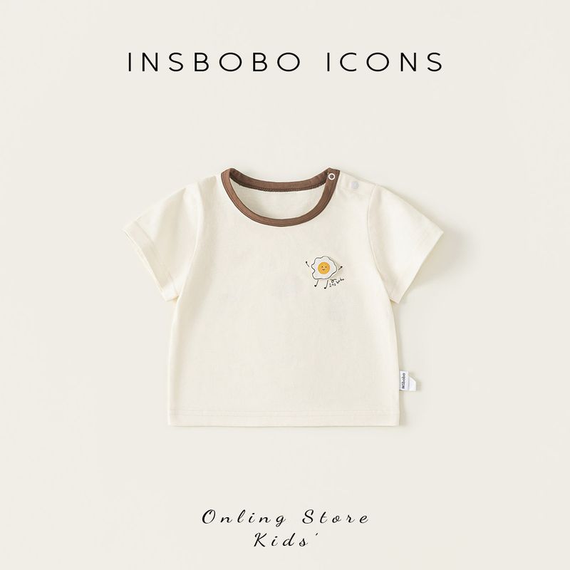 Insbobo Baby Short-Sleeved Infant T-Shirt Summer New Baby Top Boys  Summer Casual Thin Children s Clothing Rice White 73
