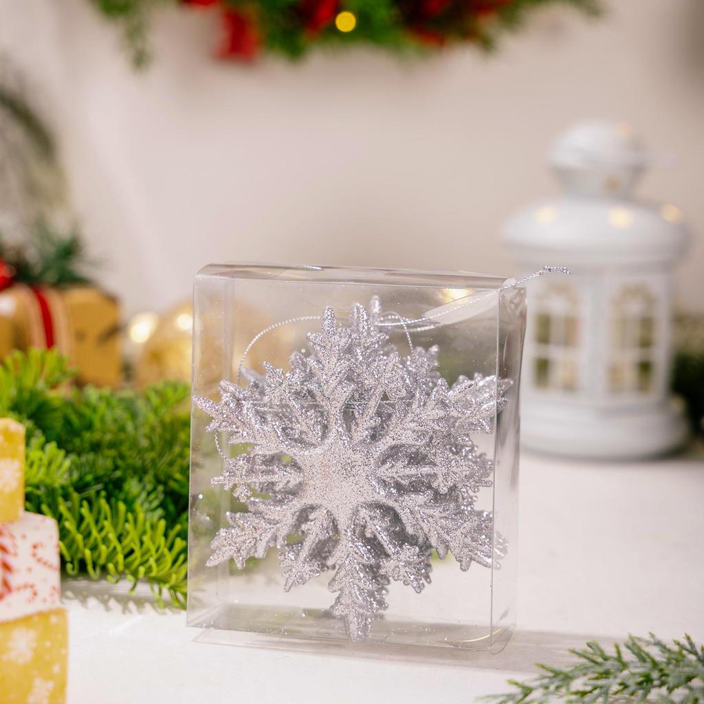Haobei Gold-Plated Glitter Snowflake Ornaments - Colorful 3D Christmas Tree Decorations