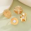 4Pcs/Set Imitation Pearl Chunky Rings For Women Vintage Geometric Irregular Hollow Gold Color CCB Ring Set Fashion Party Jewelry
