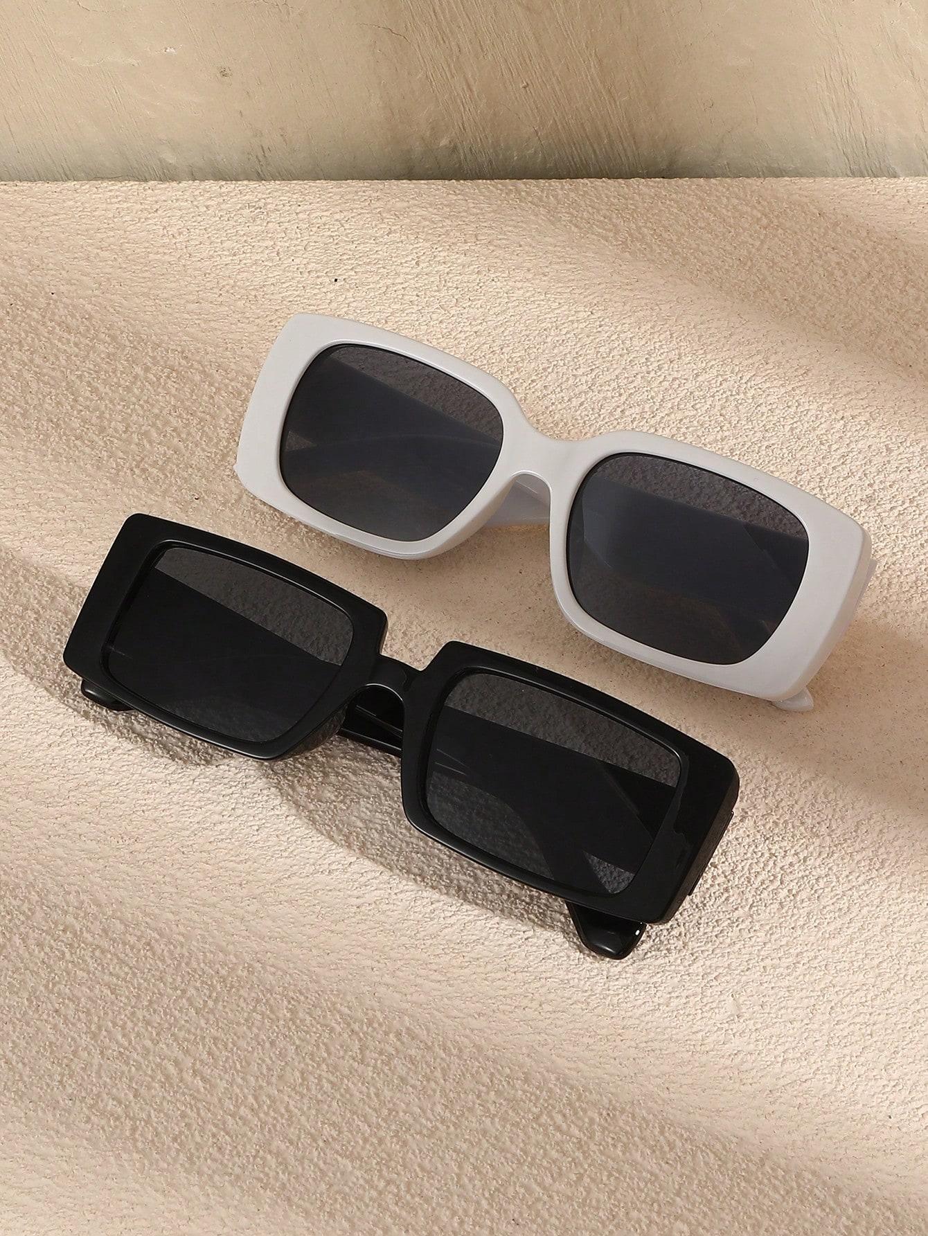 

2/5 шт. Модные квадратные солнцезащитные очки в пластиковой оправе для женщин и мужчин, повседневные солнцезащитные очки, аксессуары для очков.