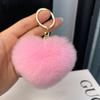 Large Heart Pompom Key Chain For Women Rainbow Plush Ball Keychain Car Bag Pendant Fashion Jewelry Fluffy Love Pompons Keyring