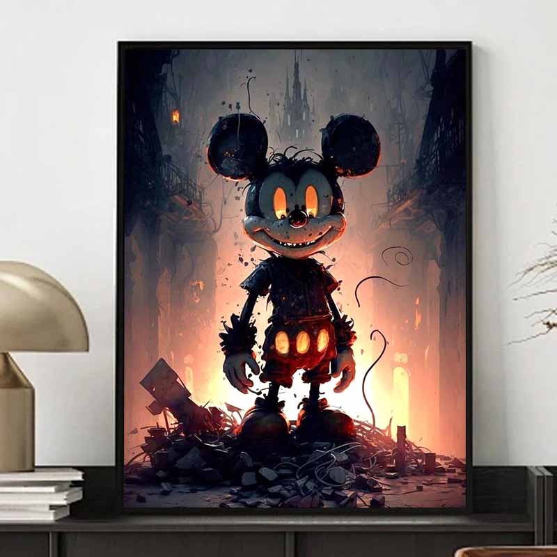 Disney Diamond Painting Dark Gothic Mickey Mouse Illustration DIY Kit Adult Arts and Crafts Home Decor and Gift