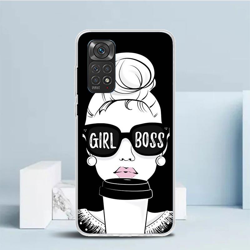 Girl Boss Female Coffee Phone Case For Xiaomi Redmi Note 15 14 14S 13 12S 12 Pro Plus 11S 11 11T 11E 10S 10 + Soft TPU Back Cove