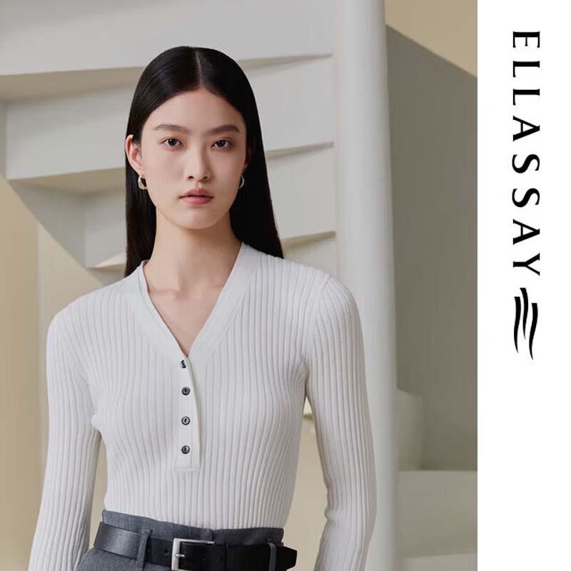 

ELLASSAY Женский пуловер крупной вязки с V-образным вырезом и деталями на пуговицах S