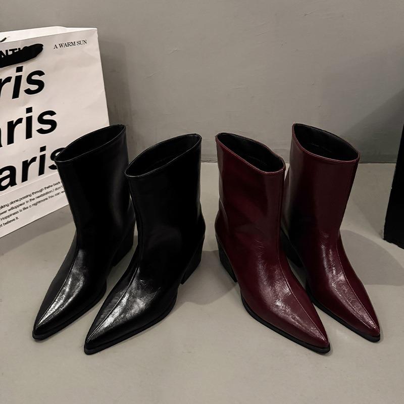 Winter Thick Heel Pointed Toe Woman Knee-High Boots Ladies Elegant Slip On Long Booties Botas De Inverno Feminina