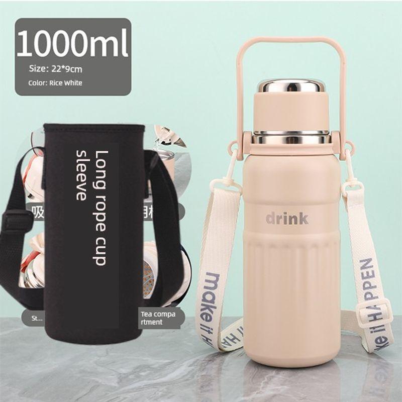 Huquan Outdoor Large Capacity Vacuum Cup 316 Stainless Steel Straw Cup for Male and Female Students Portable Travel Cup Good-looking