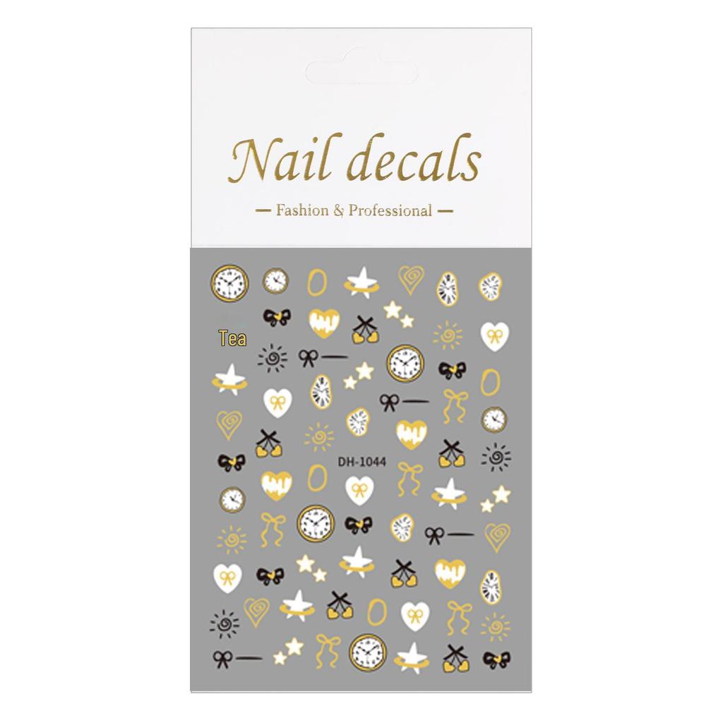 Creative Heart Bow Gold Nail Stickers - DIY Adhesive Hot Stamping Art