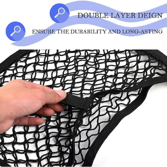 2 Pack Small Cargo Net Pocket Storage Mesh Net Elastic Automotive Cargo Nets Storage Pouch For Car Trunk Net, RV, Boat Storage Mesh Pocket Net With 8