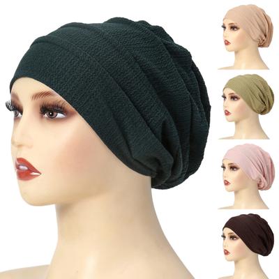 Cappello da Donna Colore Solido Design a Pila Cappello Turbante Leggero Traspirante Colore Solido Cappello Elastico Outdoor Strada Abbigliamento Quotidiano