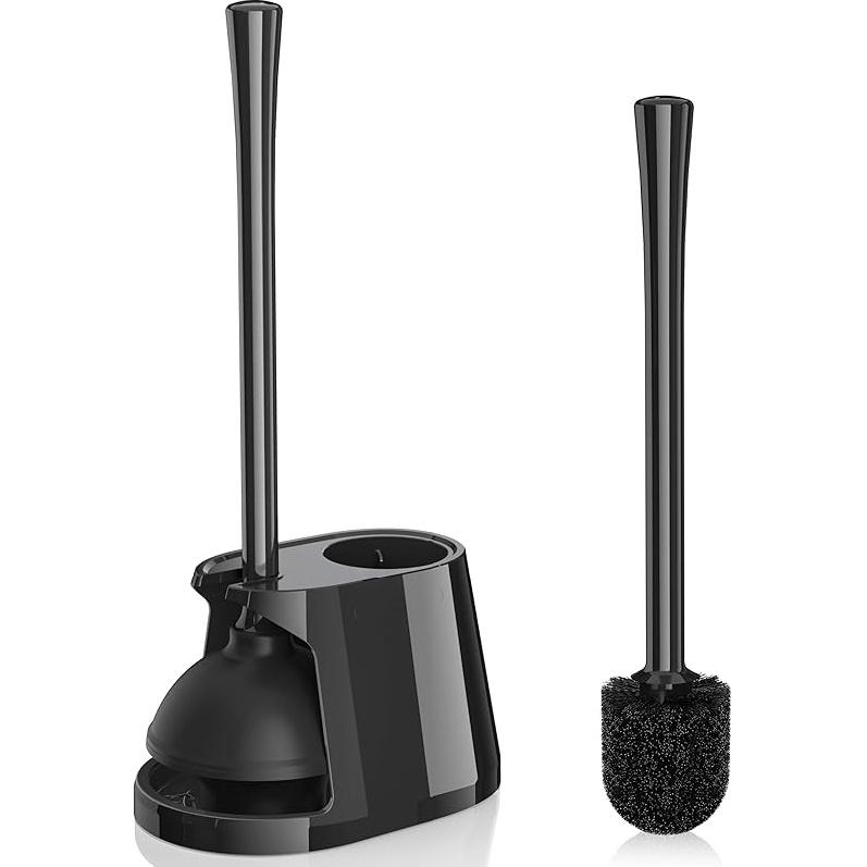 Toilet Plunger and Brush Set, Bowl Brush and Heavy Duty Toilet Plunger with Ventilated Holder, 2-in-1 Toilet Brush and Plunger Combo for 5.3-inch 1