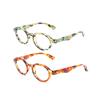 TUREZING 4 Pack Presbyopia Eyeglasses PC Material Flexible Spring Hinge Men Women Circular Print Flower Frame HD Ornamental Eyeglasses