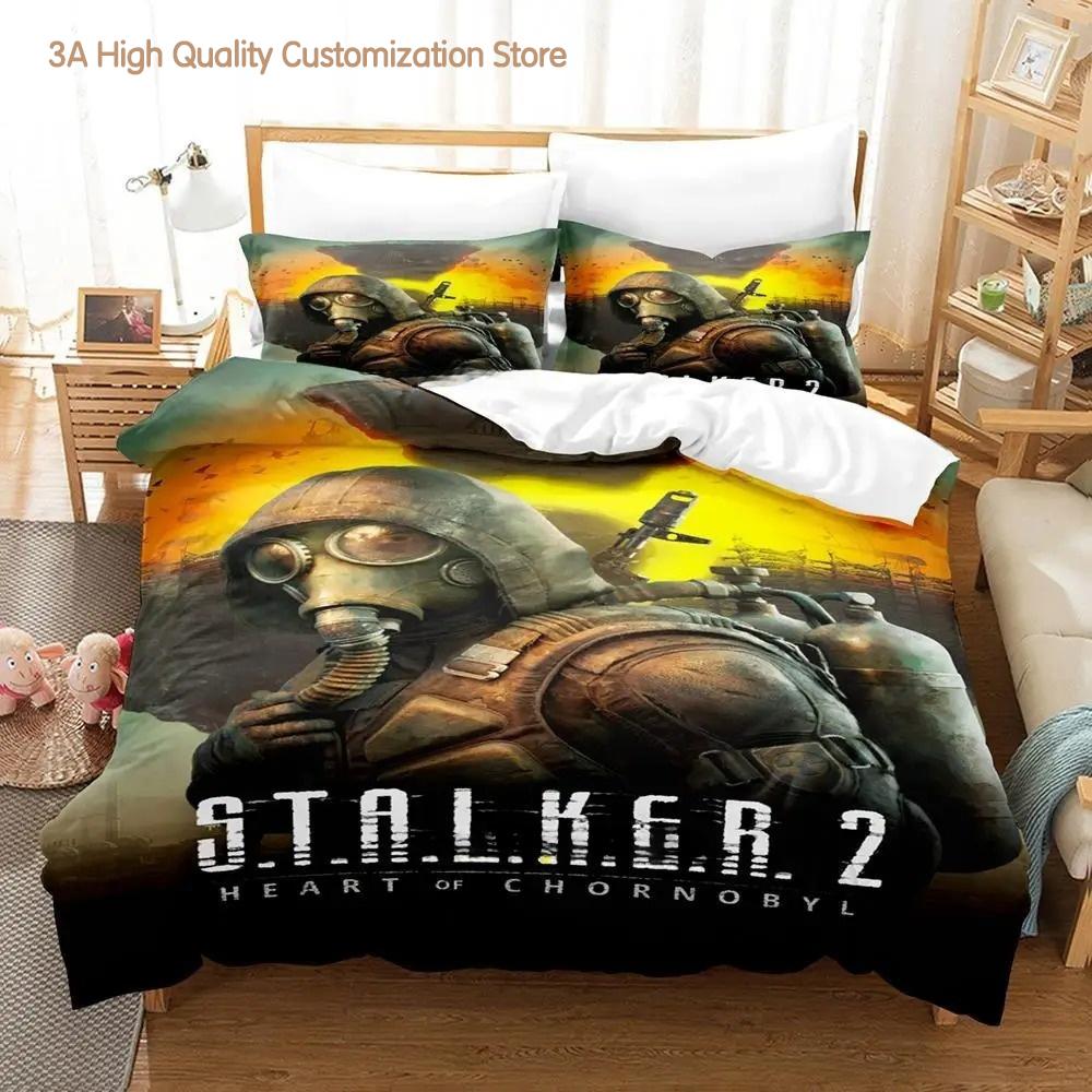 Игра S.T.A.L.K.E.R. 2 Набор постельного белья Сердце Чернобыля Мультяшный Аниме трехсекционный набор Спальня для взрослых Мальчиков Комплекты пододеяльников EU Single(135*200cm)3pcs