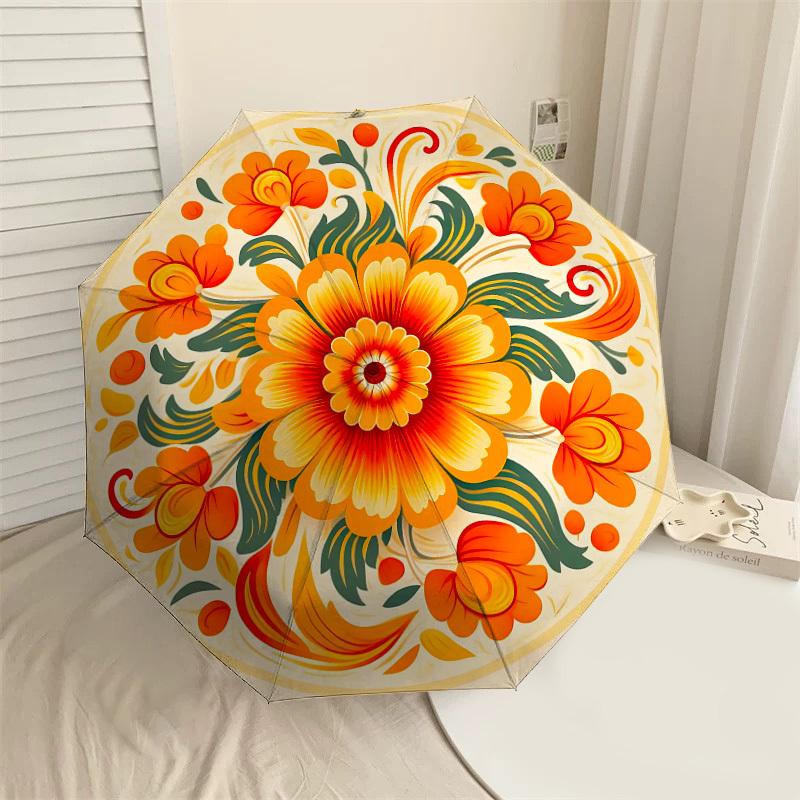 

1PC Floral PatternAutomatic Open/Close Umbrella with Windproof, 8-Rib Sturdy Canopy, Durable Ribs, Fashionable Design, Outdoor Accessory, Fun Prin, Ho