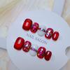 Red Cat Eye Glass Beads Sparkle Nail Stickers - Sweet & Spicy Style