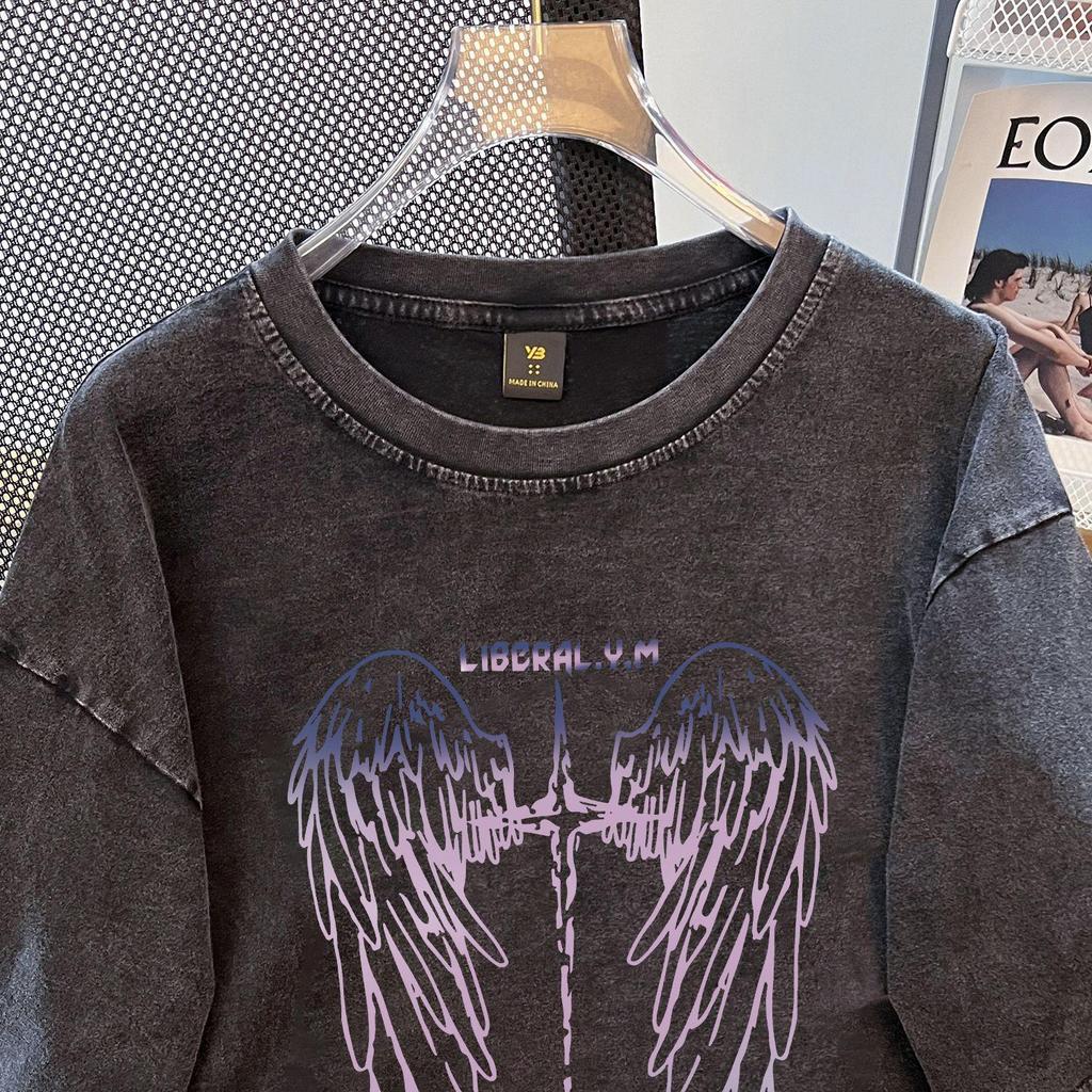 Women's Vintage 2025 Gradient Wings Graphic Short-Sleeve Cotton T-Shirt