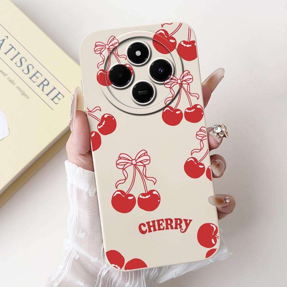 For Xiaomi Redmi 14C 4G Case Poco C75 Fashion Cherry Rose Flower Soft Silicone Cover On Redmi14C Bumper Redmi A4 A3 Pro 5G Funda