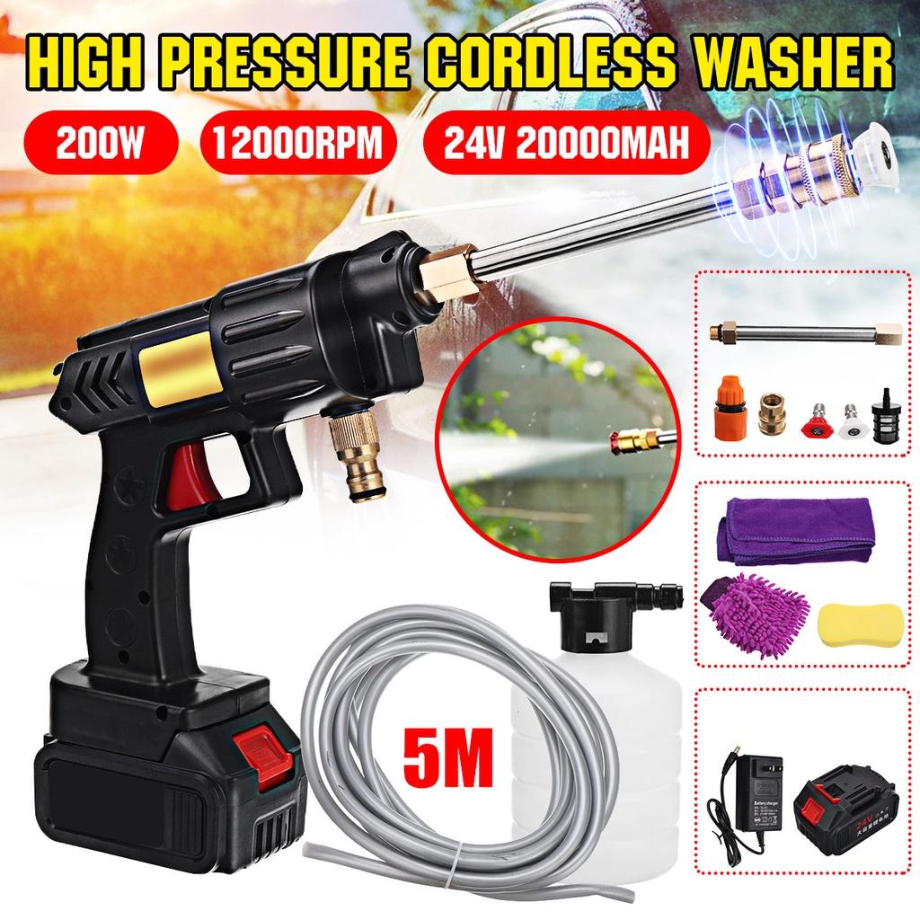 24V High Pressure Cordless Washer Spray Car Water Gun Cleaner Car Wash Pressure Water Nozzle Cleaning Machine