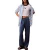 Calvin Klein Short Soft Breathable Round Neck Short Sleeve T-Shirt Women Tops Bright-White Blue 47B808G-111
