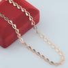 14K Rose Gold 585 Women Half Carved Heart Necklace And Link Bracelet Set 6mm Fine Jewelry Gift