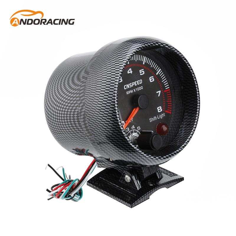 12V Tachometer Gauge 3.75'' Car Universal Black Tachometer Gauge 7color Inter Shift Light 0-8000 RPM Fit 4 6 8 Cylinder