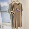 Šaty střední délky Dlouhá sukně Dámské Letní Trendy Nový Korejský Styl Volné Čistá Bavlna Tričkové šaty s krátkým rukávem