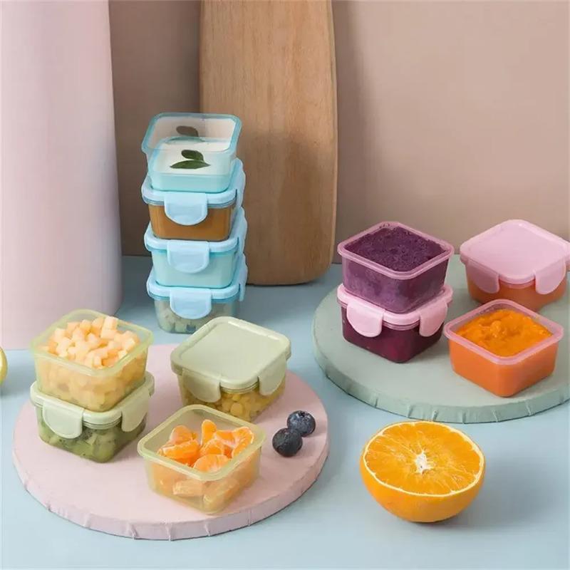 1SET Mini Freezer Storage Container Mini Food Storage Containers with Leak-proof Lids Sauce and Condiment Container