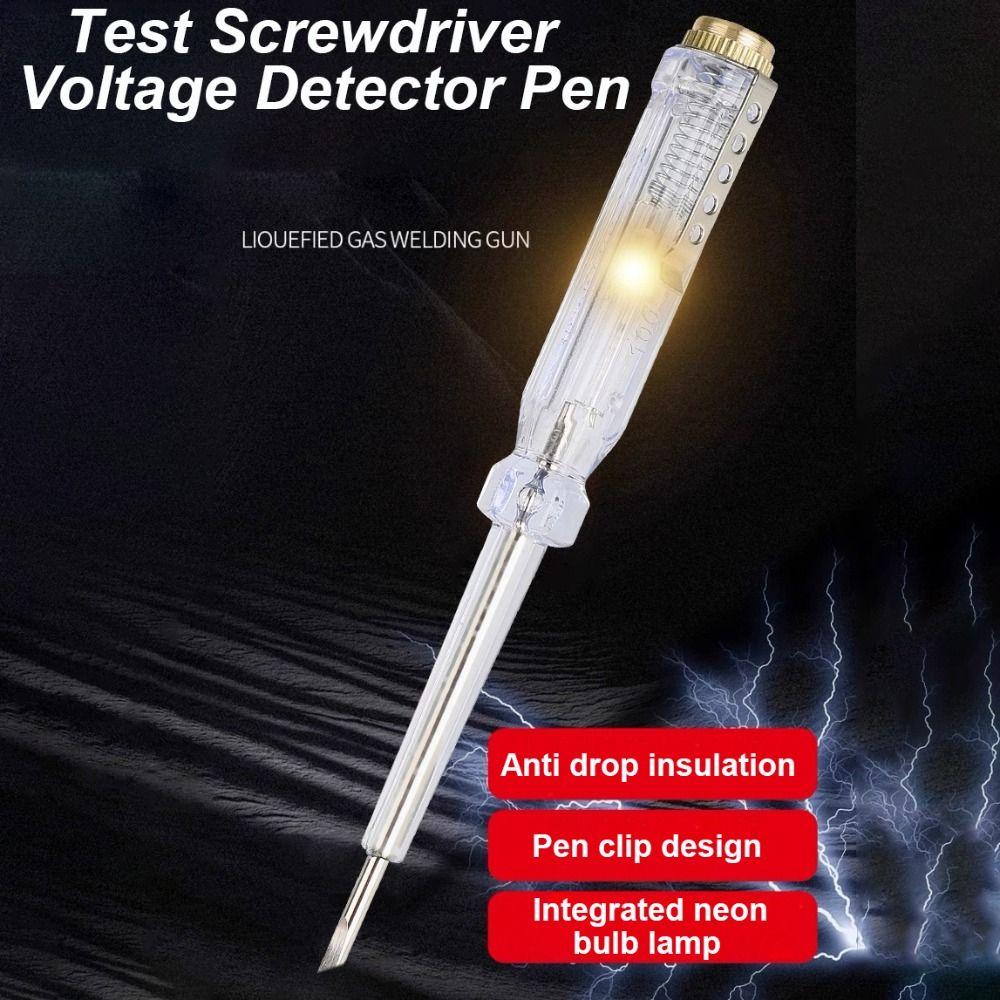 AC/DC 100-500V Voltage Detector Pen Clear Light Circuit Tester New Test Screwdriver