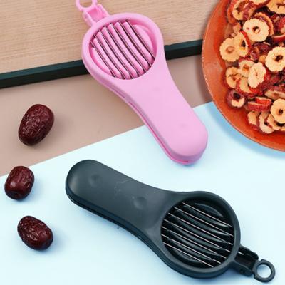 Fruit Pitter with Slicing Function Sharp Blade Fast Enucleation Food Grade Stainless Steel Pit Remover for Kitchen