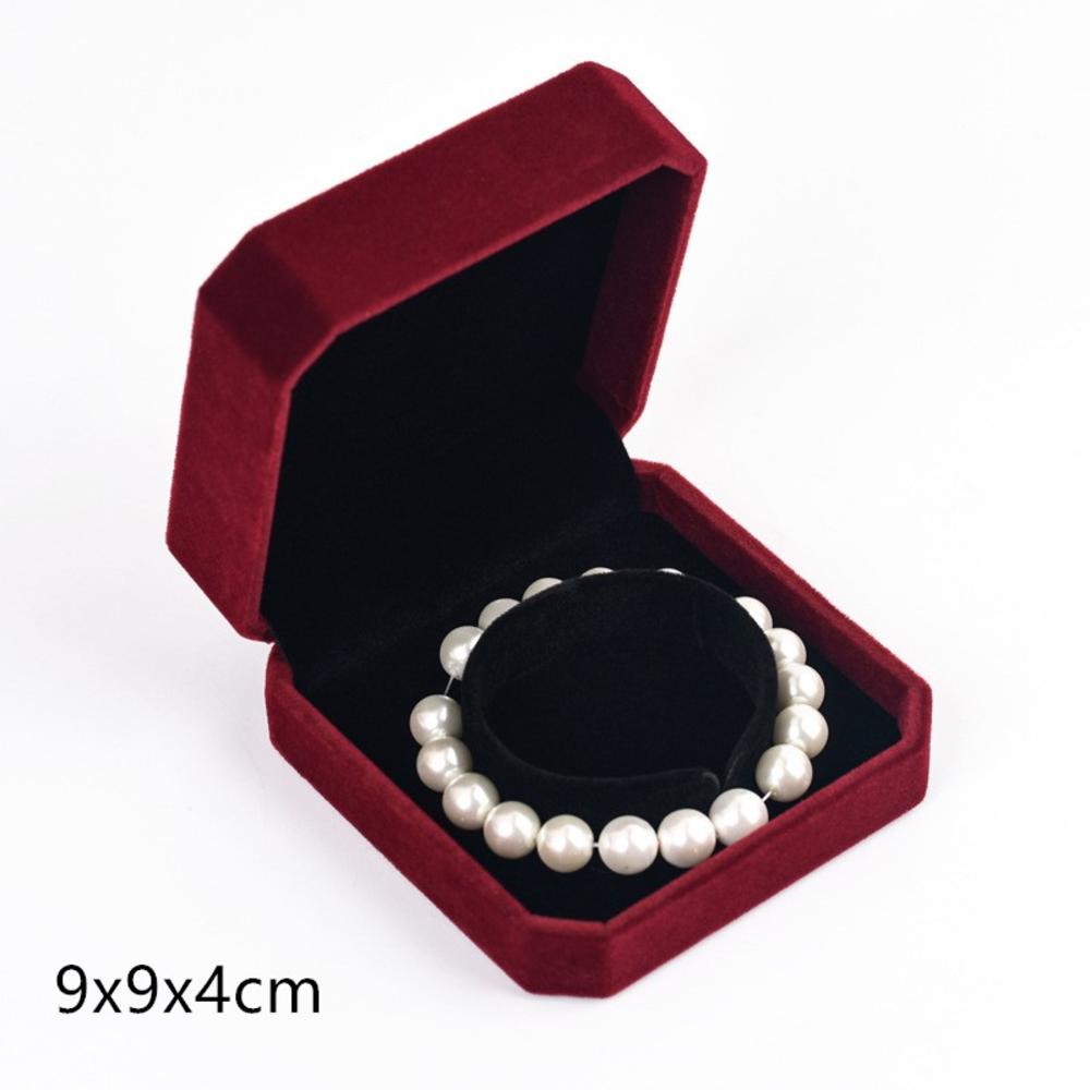 Beige Velvet Octagon Jewelry Box Necklace Pendants Bracelets Box Rings Earrings Box Jewelry Storage Display Jewelry Package Case