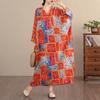 DIMANAF New 2026 Women Plus Size Spring Summer Long Dress Loose Basic Vintage Oversize Long Sleeve Maxi Floral