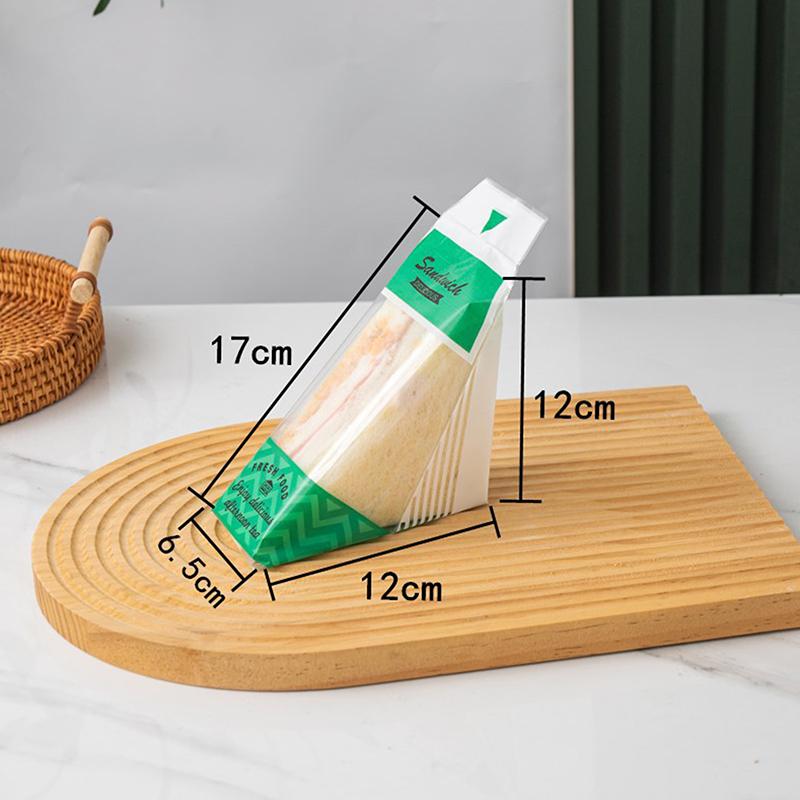 100 Stück transparente Sandwichverpackungen für gebackene Dreieckskuchen, Einwegverpackung, transparenter Beutel