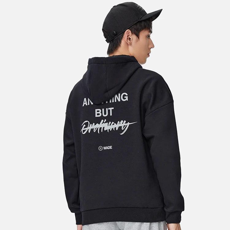 Li Ning Sweatshirts Unisex Black Hooded Moderate Regular AWDSC39-1